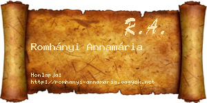 Romhányi Annamária névjegykártya